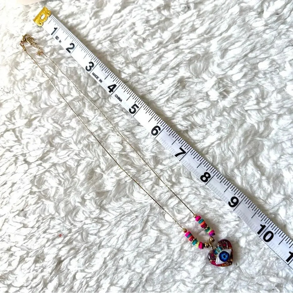 Evil Eye Heart Gold Necklace Colorful Accent - Picture 6 of 7